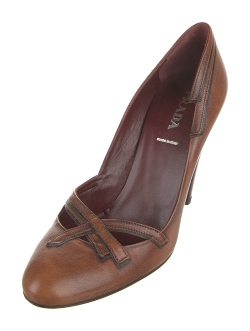 Prada Leather Cutout Accent Pumps