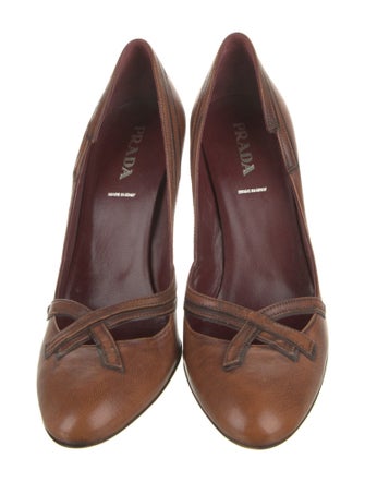 Prada Leather Cutout Accent Pumps