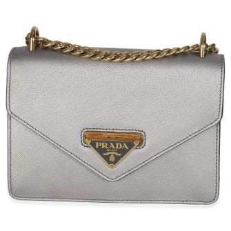 Prada Saffiano Metal Leather Logo Envelope Chain Bag