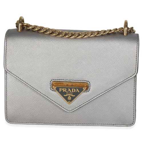 Prada Saffiano Metal Leather Logo Envelope Chain Bag