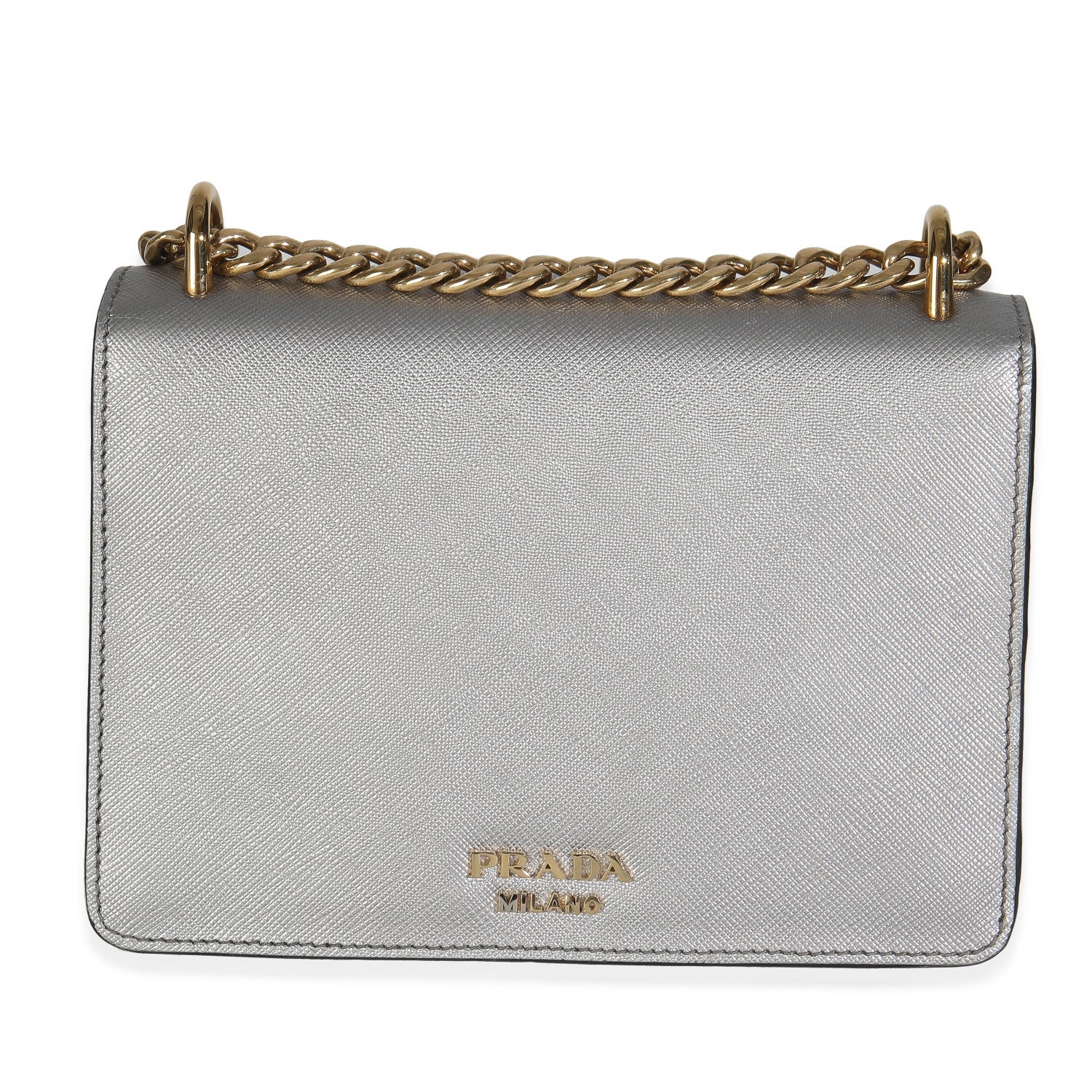 Prada Saffiano Metal Leather Logo Envelope Chain Bag