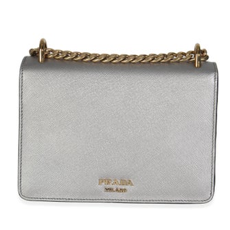 Prada Saffiano Metal Leather Logo Envelope Chain Bag