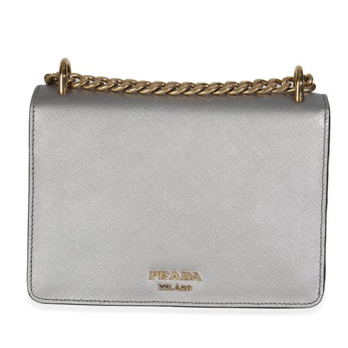 Prada Saffiano Metal Leather Logo Envelope Chain Bag