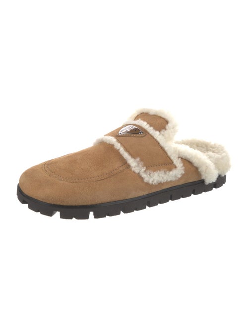 Prada Suede Faux Fur Trim Mules