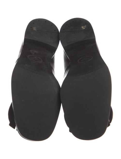 Prada Leather Fringe Trim Accent Loafers