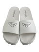 Prada Leather Graphic Print Slides