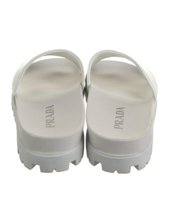 Prada Leather Graphic Print Slides