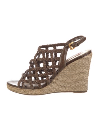 Prada Leather Colorblock Pattern Espadrilles