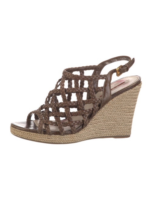 Prada Leather Colorblock Pattern Espadrilles