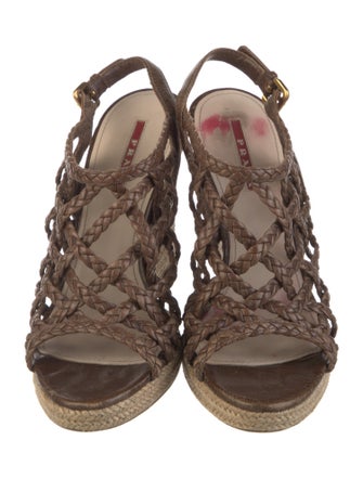 Prada Leather Colorblock Pattern Espadrilles