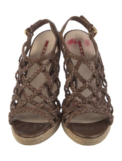 Prada Leather Colorblock Pattern Espadrilles