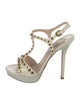 Prada Leather Studded Accents T-Strap Sandals