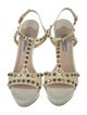 Prada Leather Studded Accents T-Strap Sandals