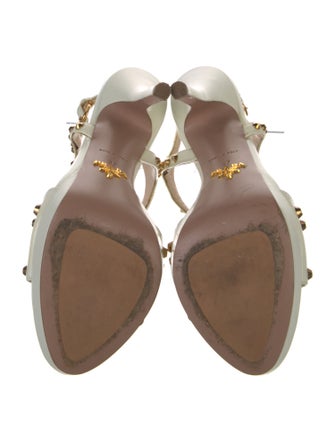 Prada Leather Studded Accents T-Strap Sandals