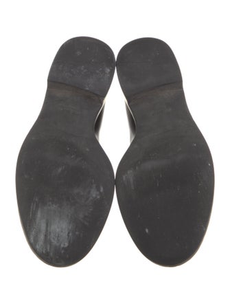 Prada Enameled Metal Triangle Leather Pumps