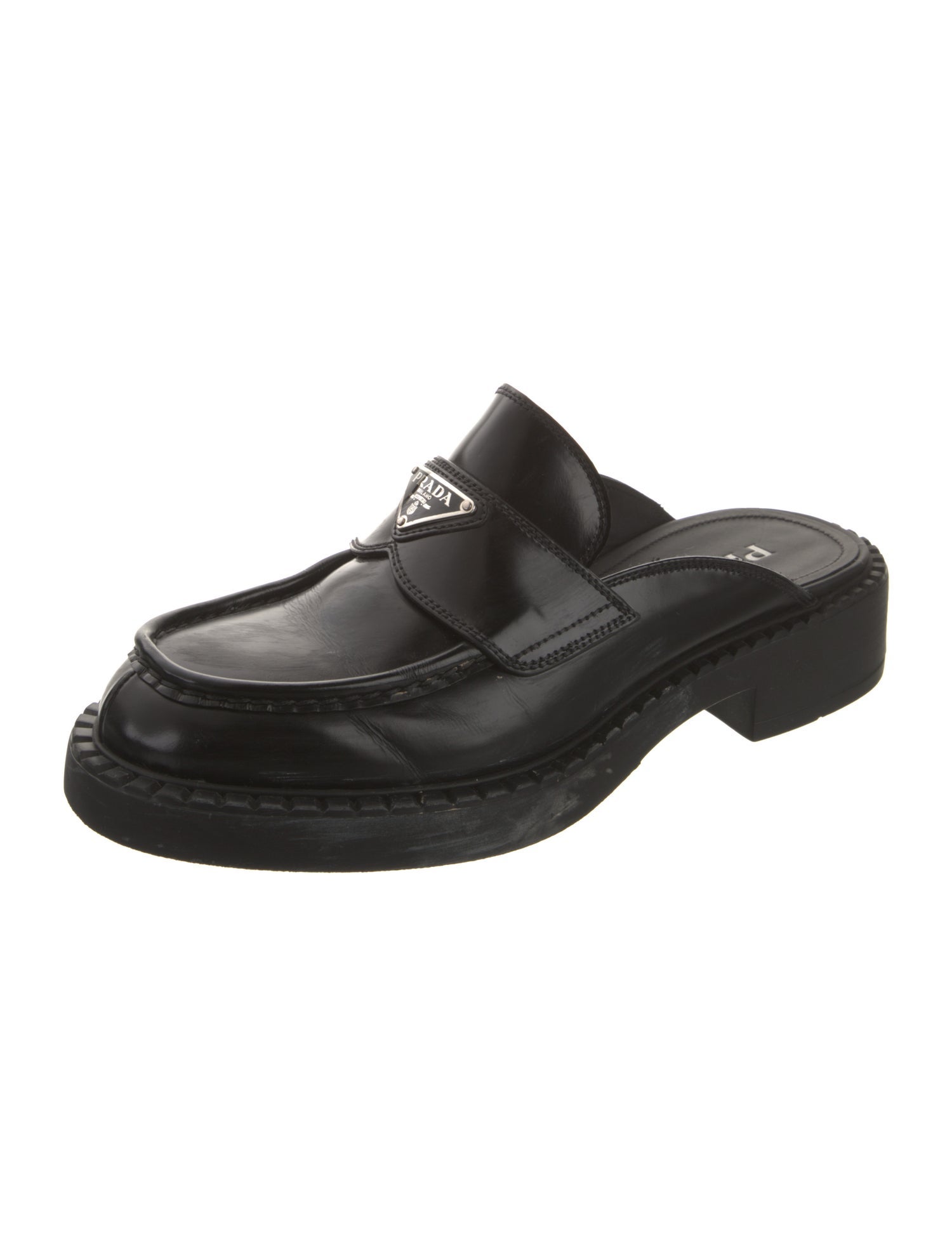 Prada Patent Leather Pleated Accents Mules w/ Tags