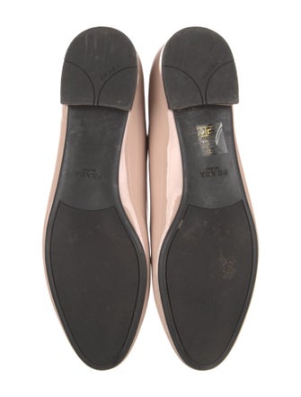 Prada Enameled Metal Triangle Patent Leather Ballet Flats