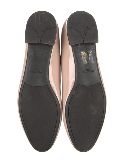 Prada Enameled Metal Triangle Patent Leather Ballet Flats
