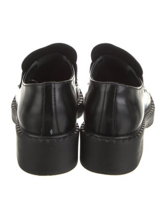 Prada Enameled Metal Triangle Leather Oxfords