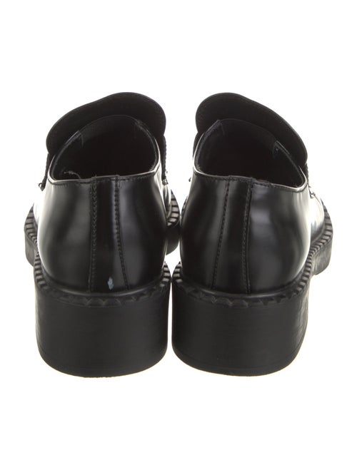 Prada Enameled Metal Triangle Leather Oxfords