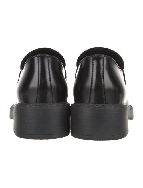 Prada Enameled Metal Triangle Leather Oxfords