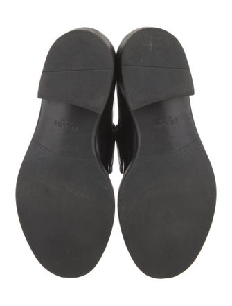 Prada Enameled Metal Triangle Leather Oxfords