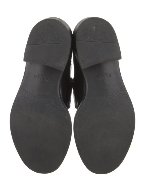 Prada Enameled Metal Triangle Leather Oxfords