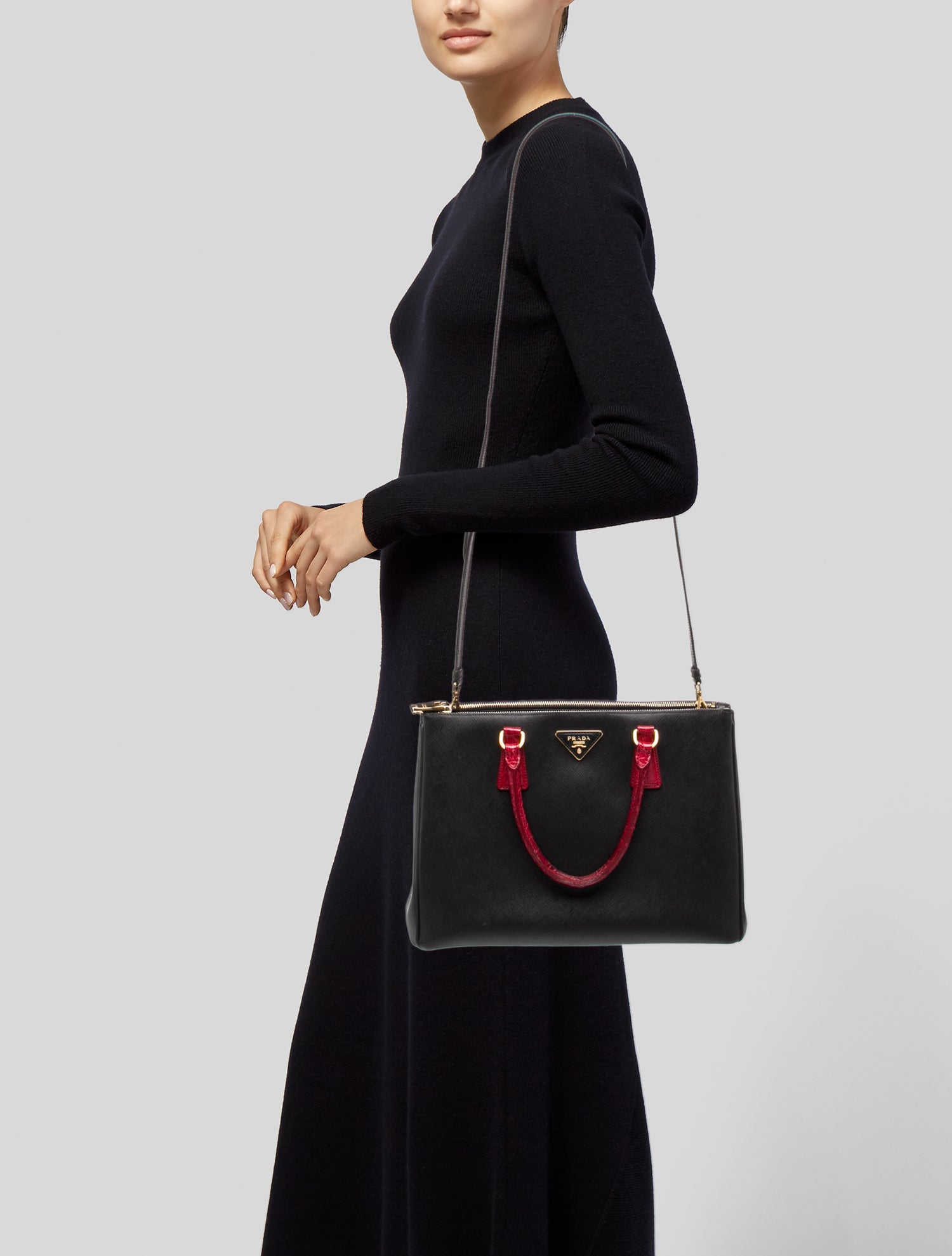 Prada Saffiano Lux Leather Galleria Double Zip Large