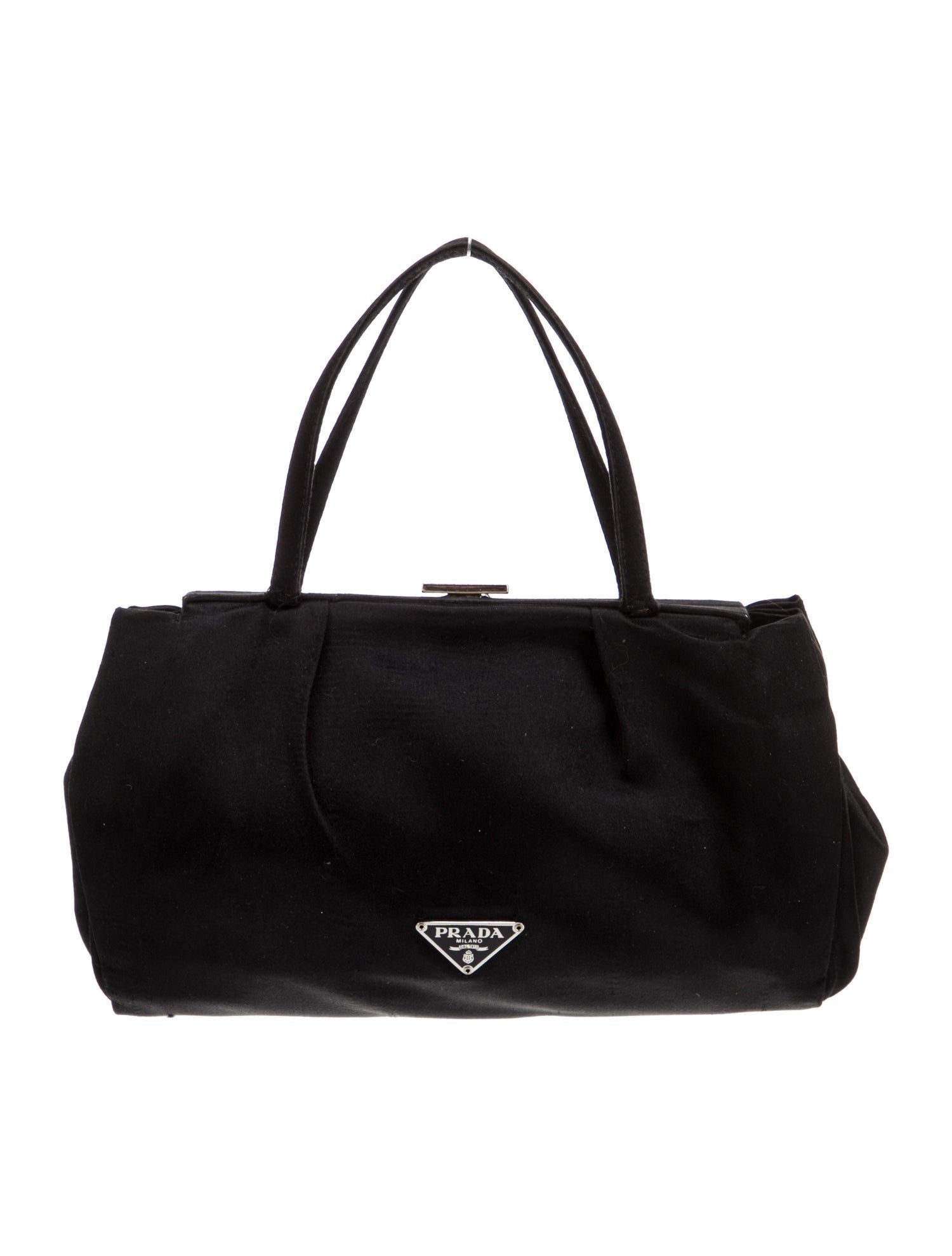 Prada Enameled Metal Triangle Top Handle Bag