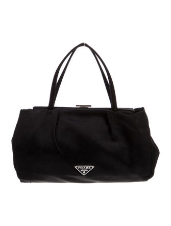Prada Enameled Metal Triangle Top Handle Bag