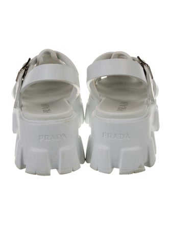 Prada Enameled Metal Triangle Rubber Sandals