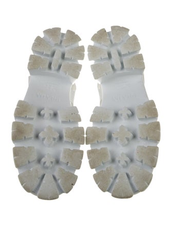 Prada Enameled Metal Triangle Rubber Sandals