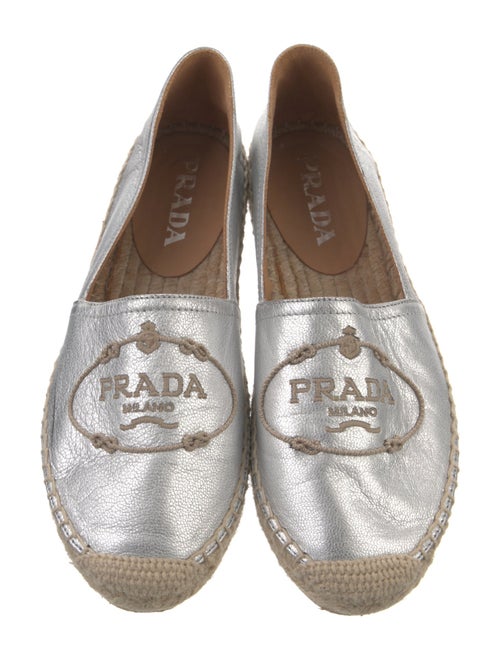 Prada Leather Embroidered Accent Espadrilles