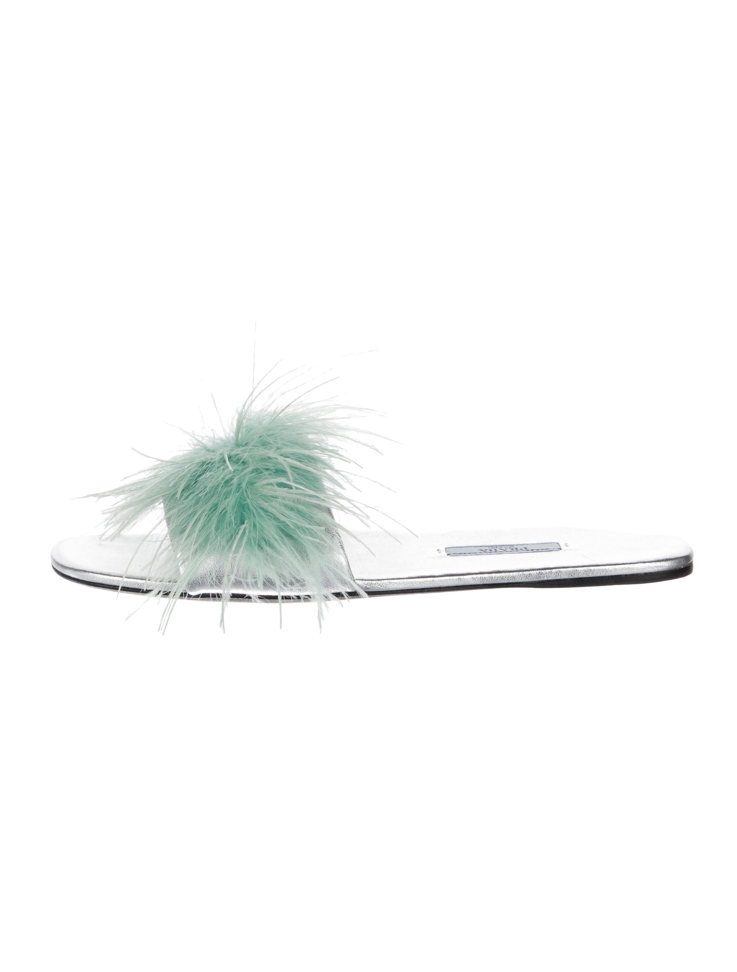Prada Feather Trim Slides