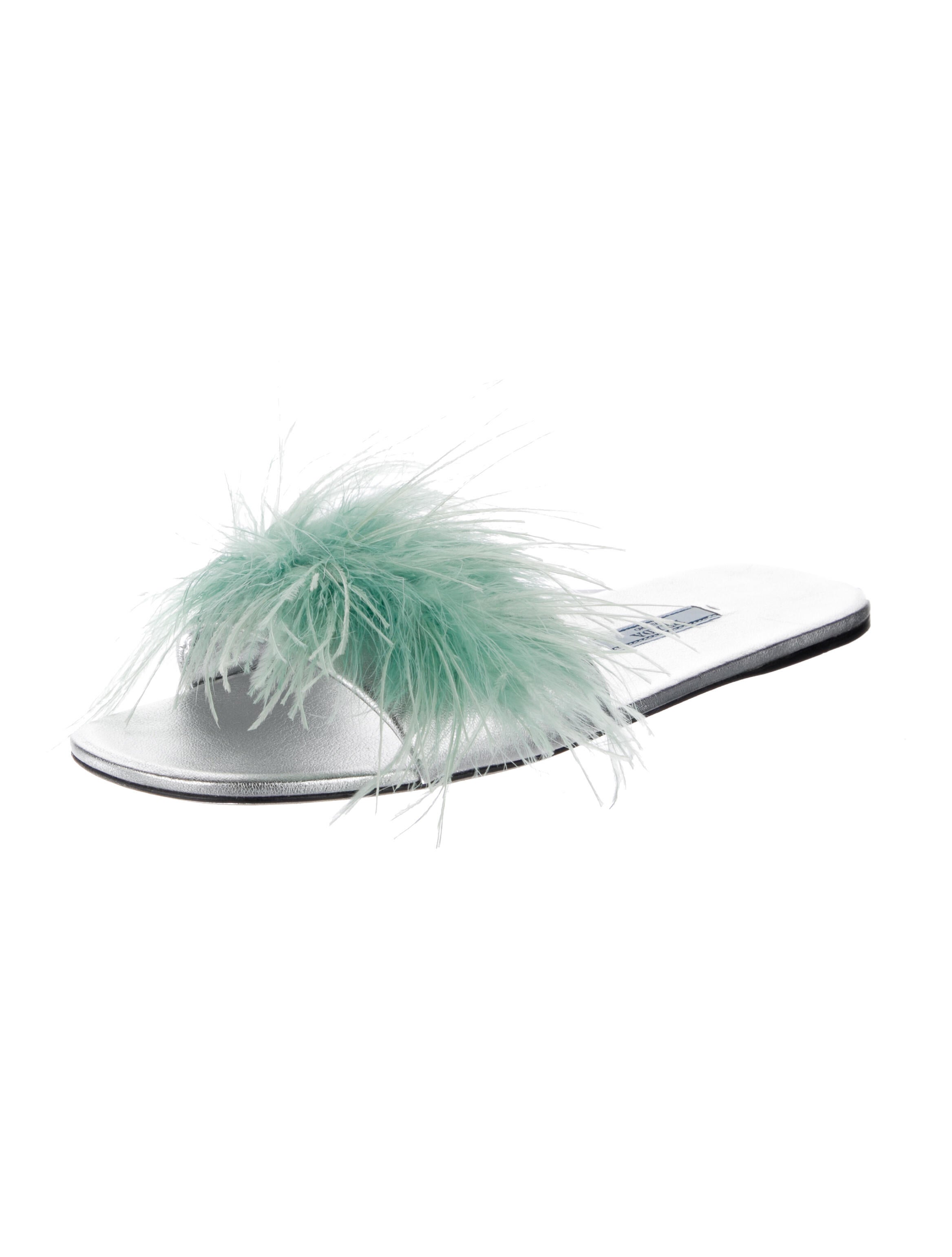 Prada Feather Trim Slides