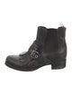Prada Leather Pleated Accents Chelsea Boots