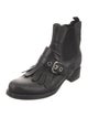 Prada Leather Pleated Accents Chelsea Boots