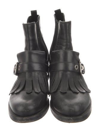 Prada Leather Pleated Accents Chelsea Boots