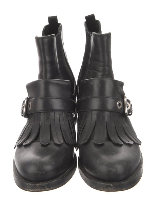Prada Leather Pleated Accents Chelsea Boots