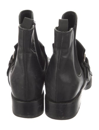 Prada Leather Pleated Accents Chelsea Boots