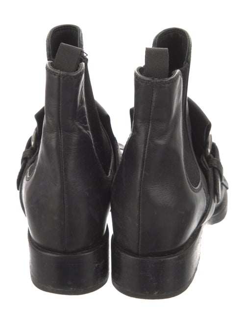 Prada Leather Pleated Accents Chelsea Boots