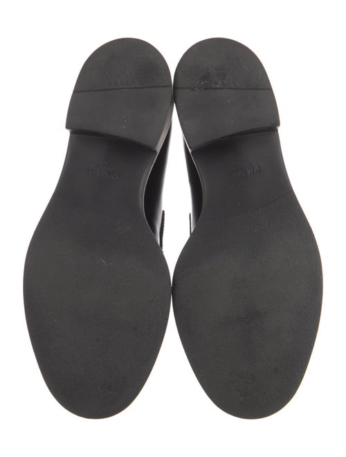 Prada Enameled Metal Triangle Leather Loafers