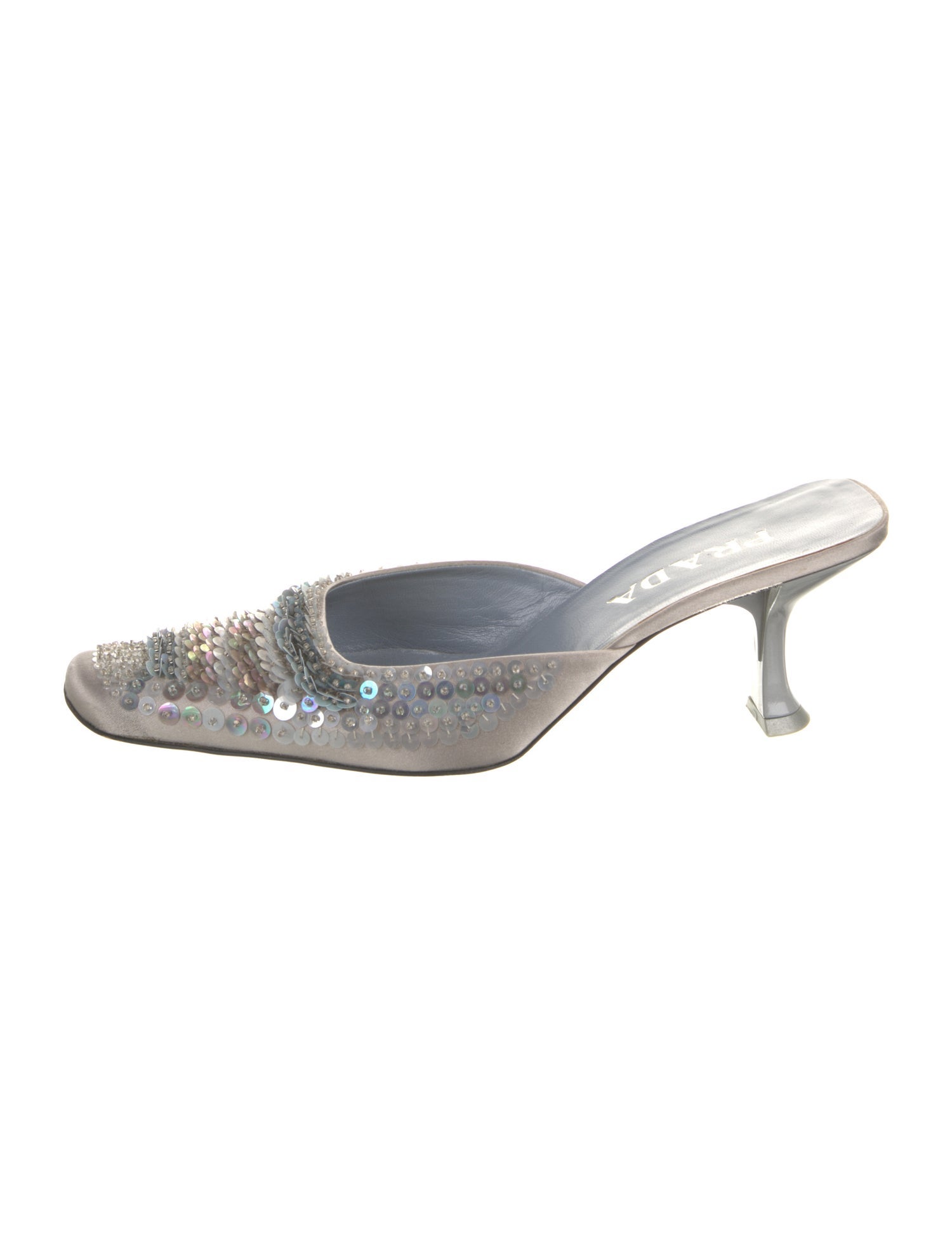 Prada Satin Sequin Embellishments Mules