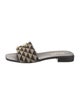 Prada Enameled Metal Triangle Printed Slides
