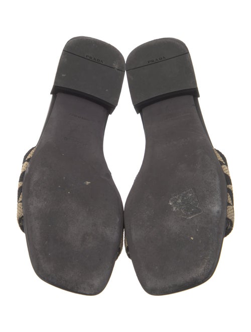 Prada Enameled Metal Triangle Printed Slides