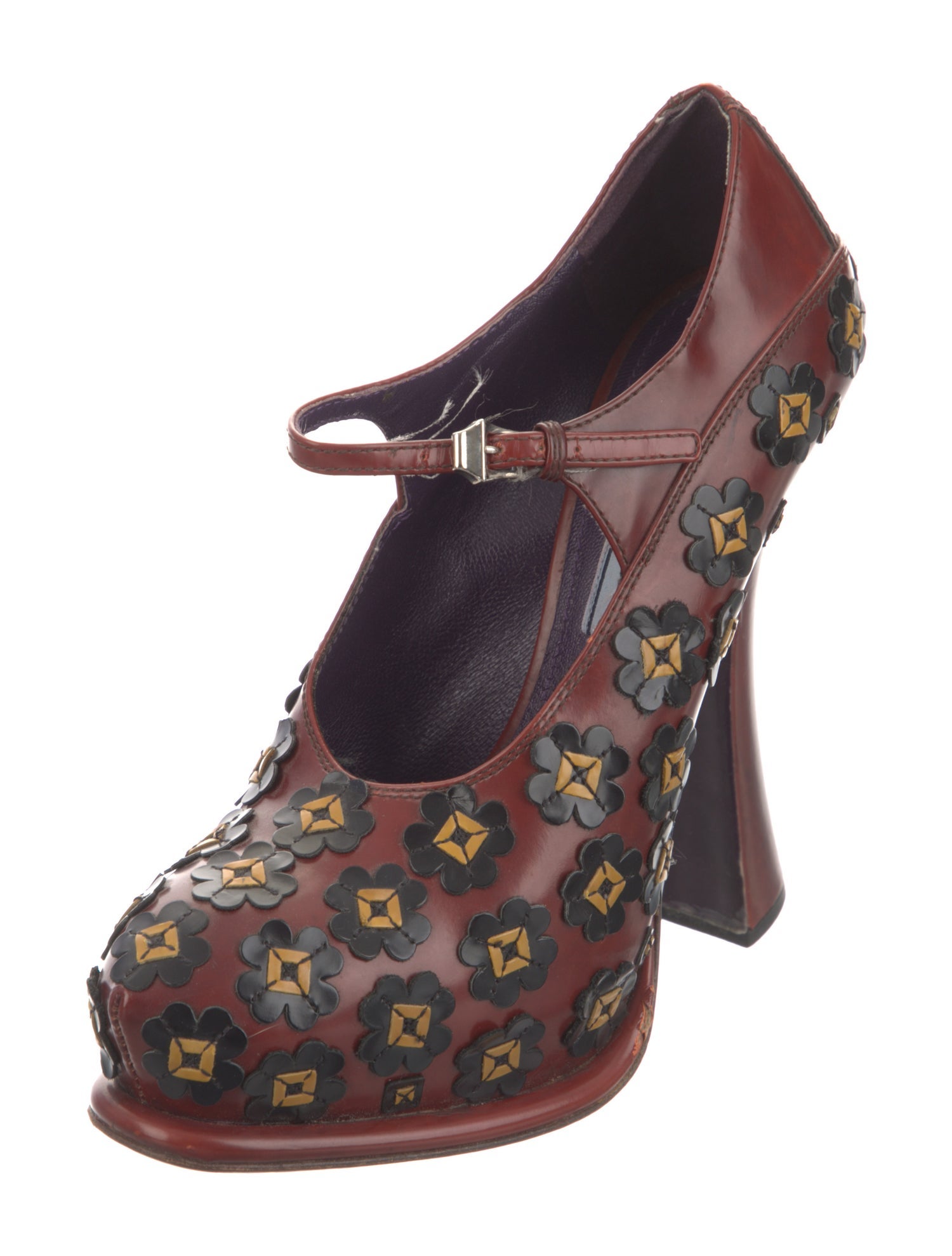 Prada Leather Printed Pumps