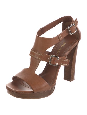 Prada Leather T-Strap Sandals