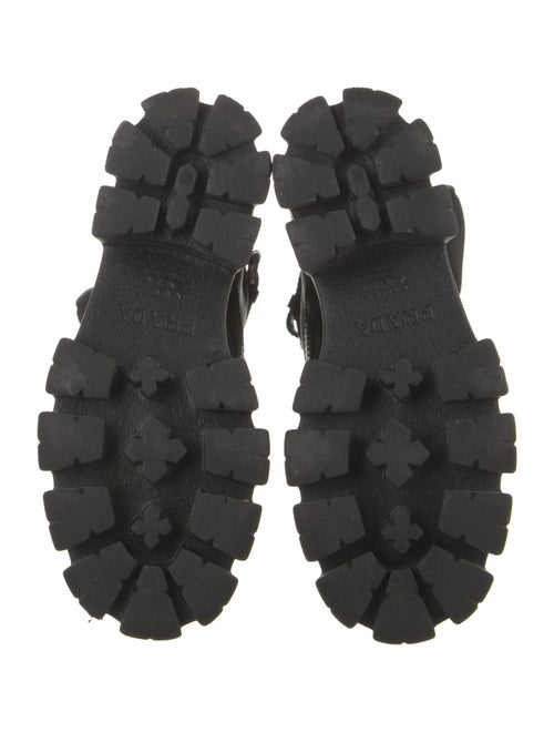 Prada Enameled Metal Triangle Leather Combat Boots