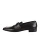 Prada Enameled Metal Triangle Leather Loafers