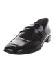 Prada Enameled Metal Triangle Leather Loafers